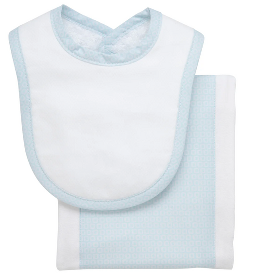 Lullaby Drooler Bib & Burp Set, Blue