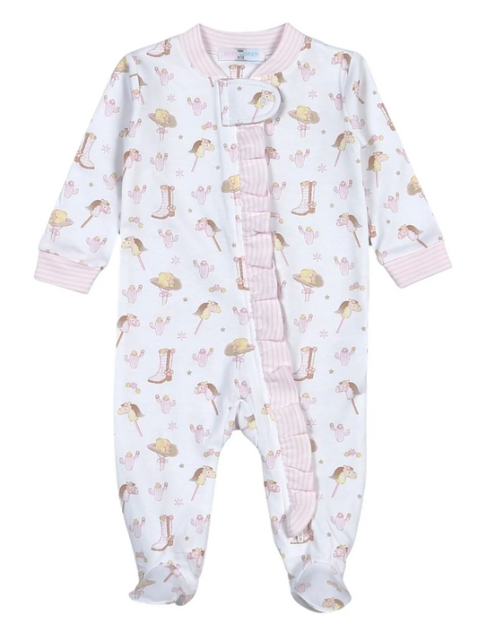 Howdy Baby Pima Snap Footie-Pink