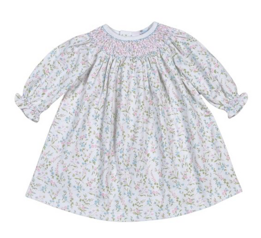 Vivian Floral Pima Hand Smocked Bishop Dress