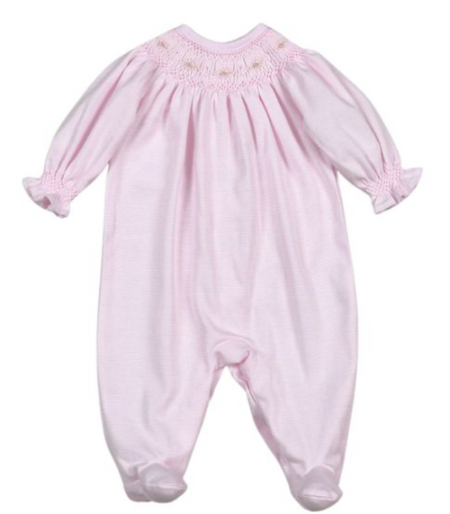 Sally Pink Hand Smocked Bishop Pima Footie