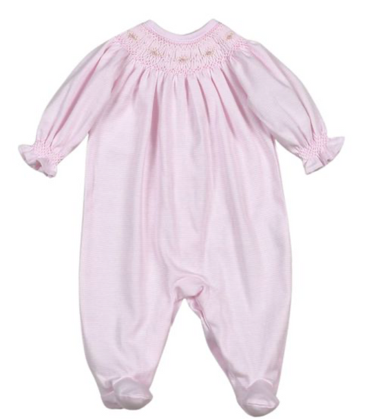Sally Pink Hand Smocked Bishop Pima Footie