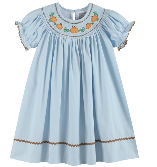Blue Pumpkin Gingham Smocked Bishop Dress