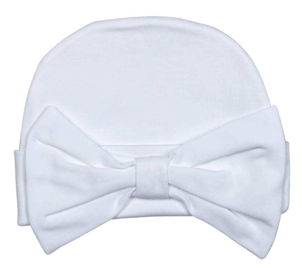 White Pima Cotton Bow Beanie