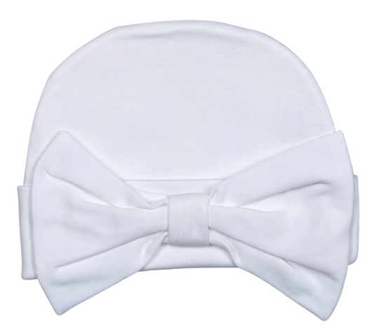White Pima Cotton Bow Beanie