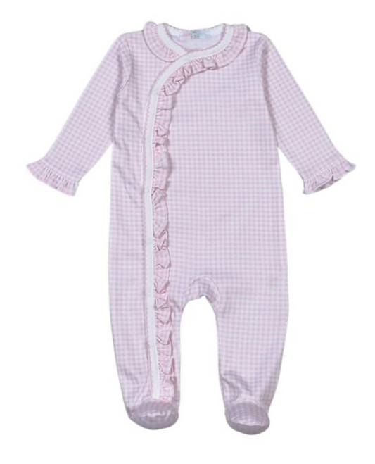 Pink Gingham Snap Footie