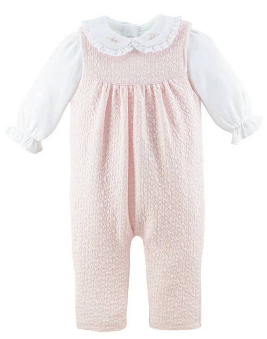 Hearts Overalls with Embroidered Collar
