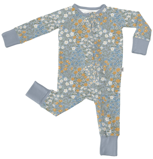 Long Sleeve Blue Meadow Zip PJ