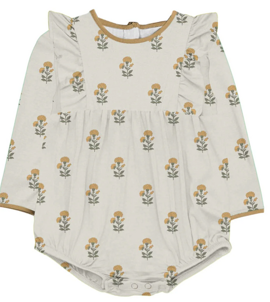 Long Sleeve Flutter Bubble - Marigold Block