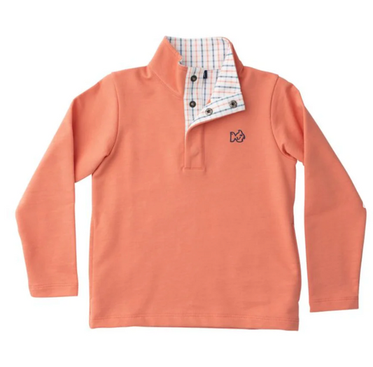 Boy's Sporty Snap Pullover in Crabapple