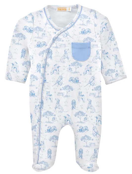Barking Bliss Blue Printed Footie - Blue