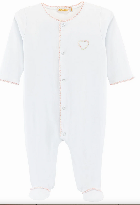 Sweet Hearts Footie with Crochet Trim