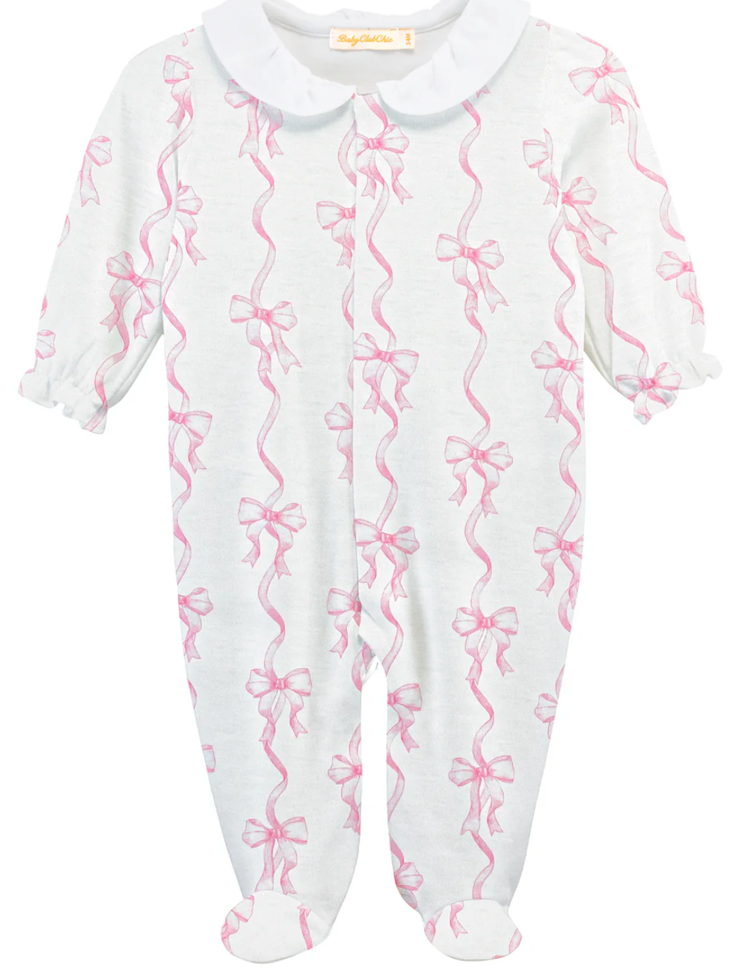 Coquette Bows Printed Footie with Round Collar