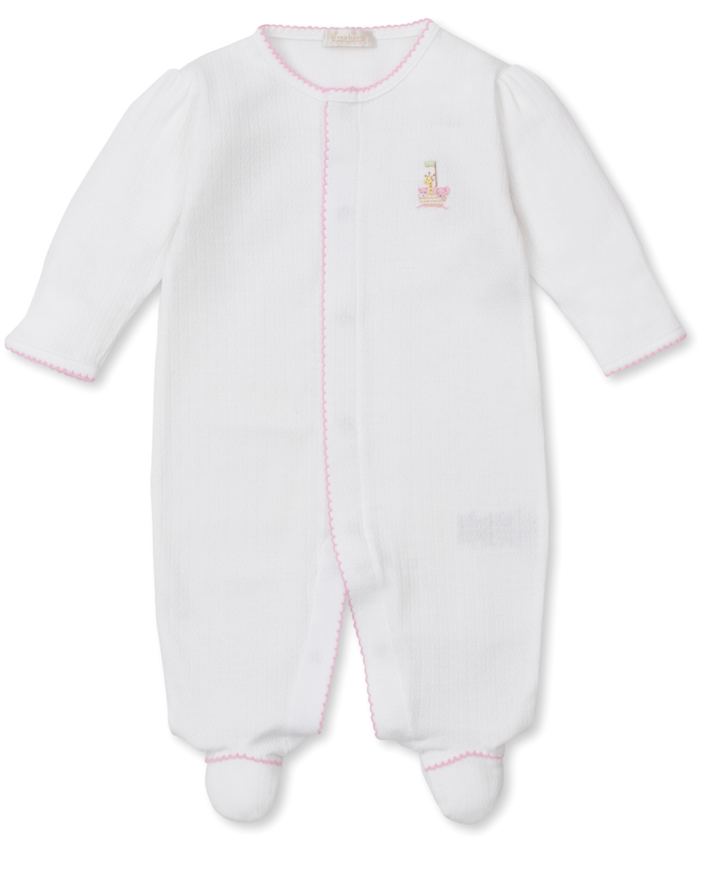 Girl's Noah's Ark Hand Embroidered Footie