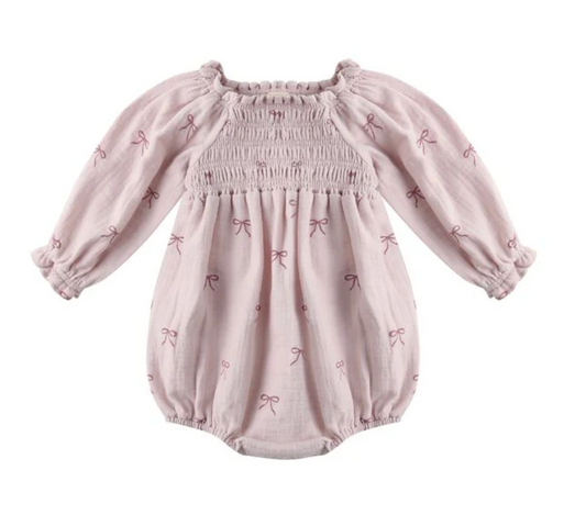 Eden Romper with Bow Print