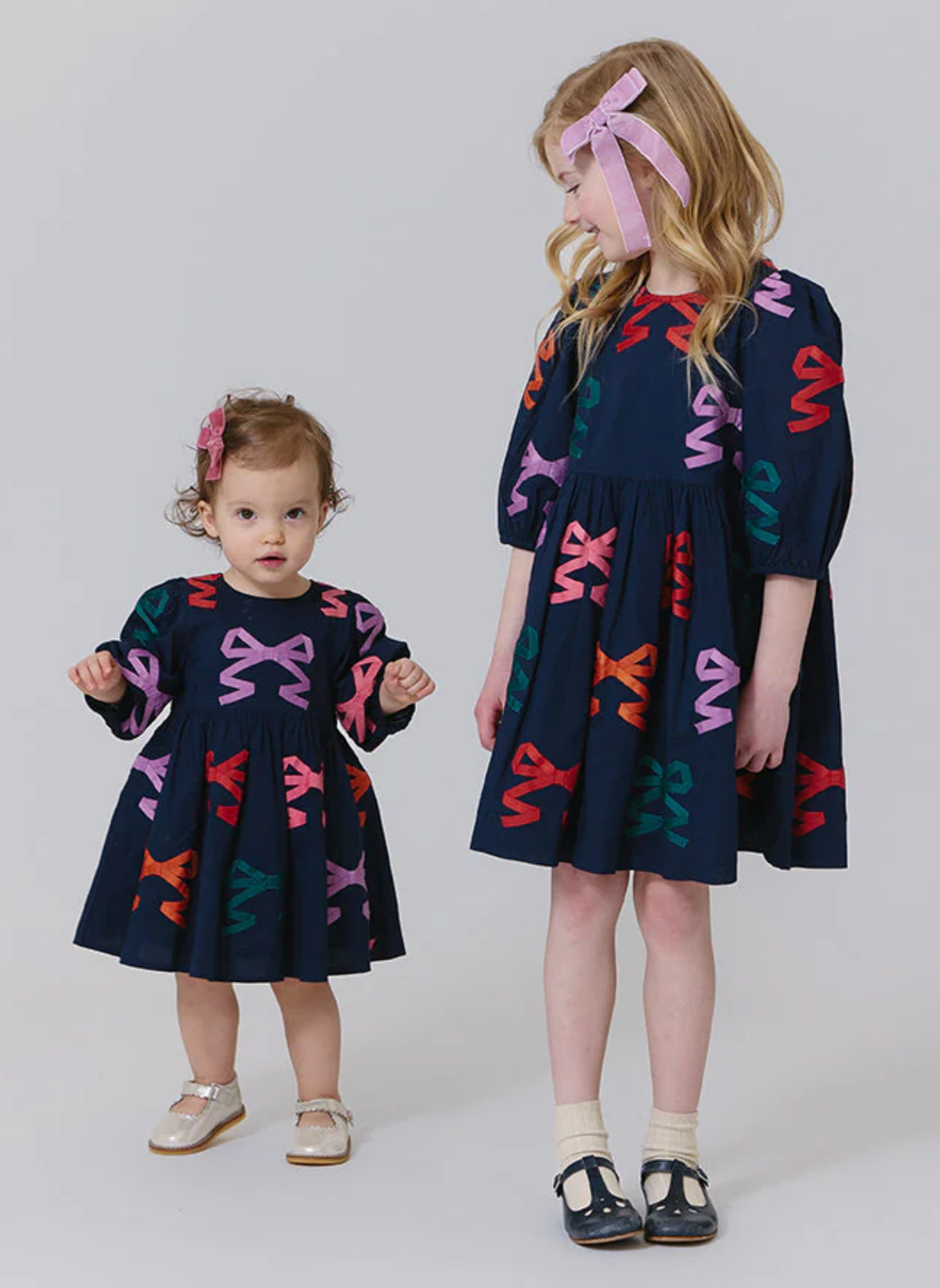 Girls Brooke Dress - Multi Bow Applique