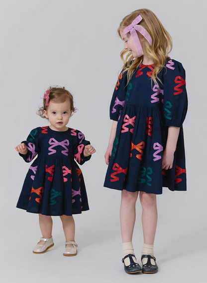 Girls Brooke Dress - Multi Bow Applique