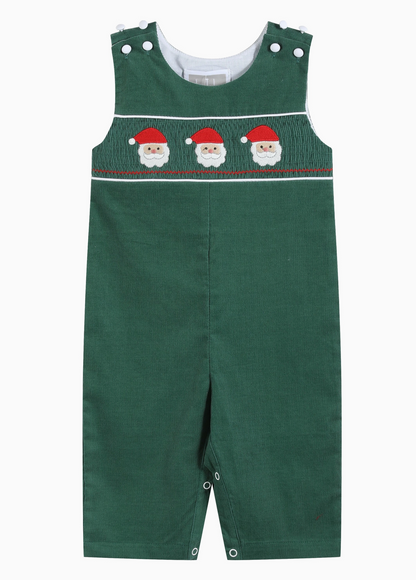 Green Velvet Smocked Santa Jon Jon