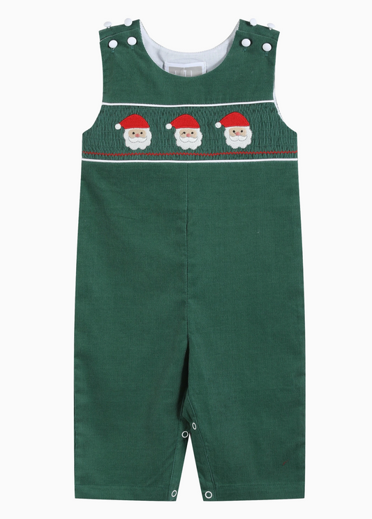Green Velvet Smocked Santa Jon Jon