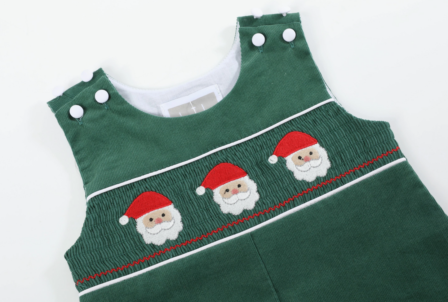 Green Velvet Smocked Santa Jon Jon