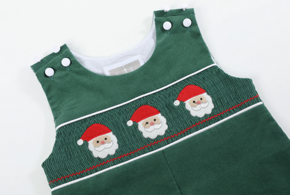 Green Velvet Smocked Santa Jon Jon