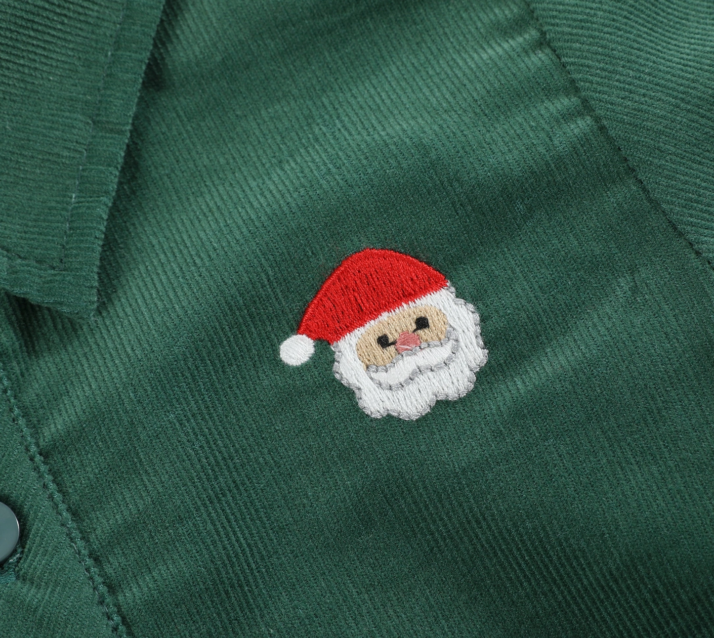 Green Velvet Santa Button-Up