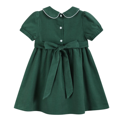 Green Velvet Smocked Santa Dress