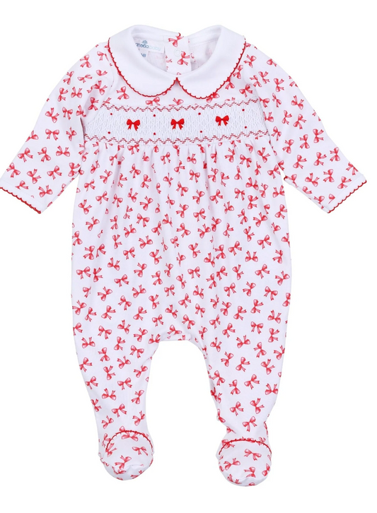 Scarlett Bows Smocked Footie