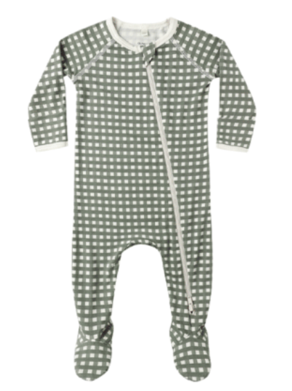Bamboo Zip Footie - Forest Check