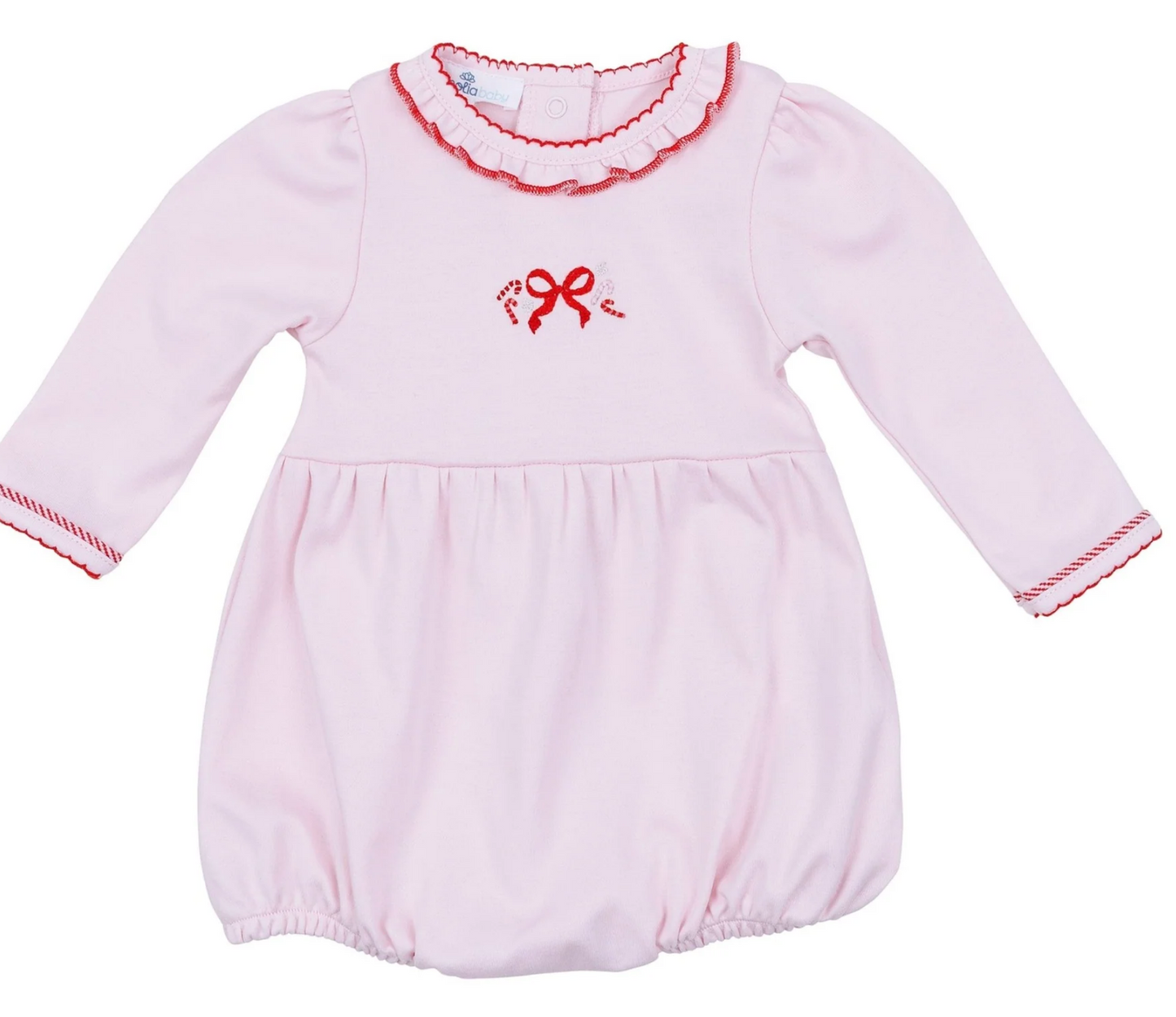 Candy Cane Lane Embroidered Long Sleeve Bubble