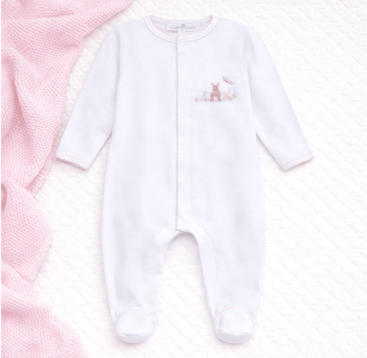Bunny’s Basket Zip Footie- Pink