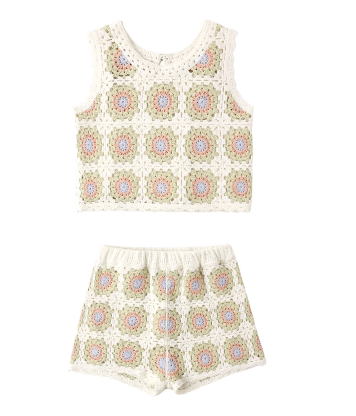 Citron Daisy Crochet Tank Set