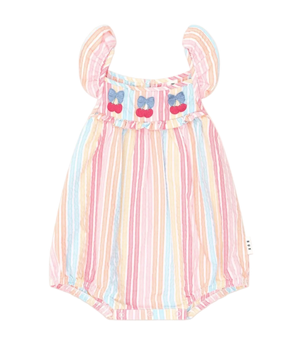 Vintage Rainbow Stripe Bubble Romper