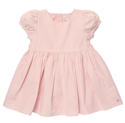 Pink checkered dress on a white background