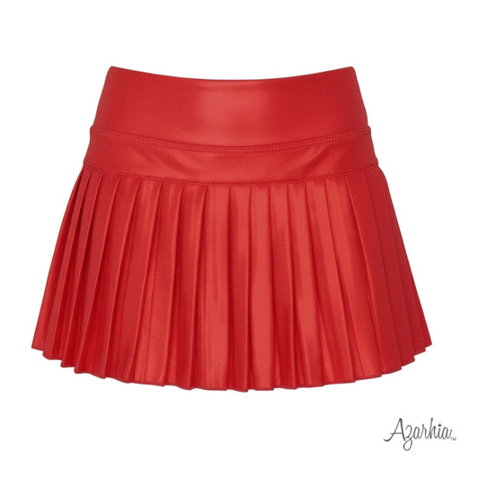 Red Shimmer Mini Pleated Skort