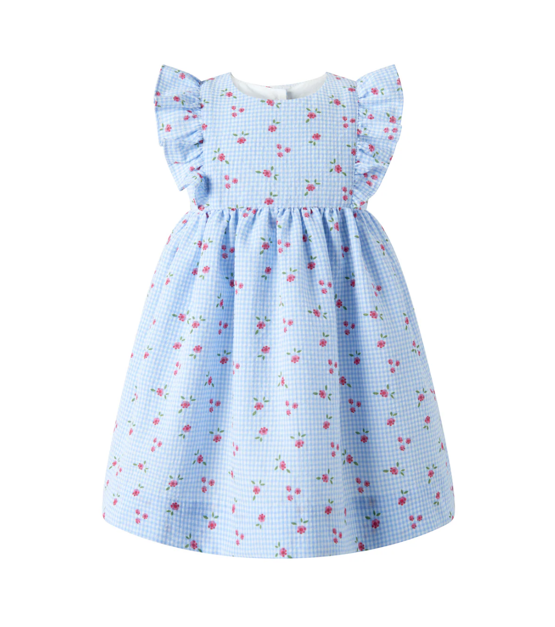 Gingham Floral Sundress & Hat
