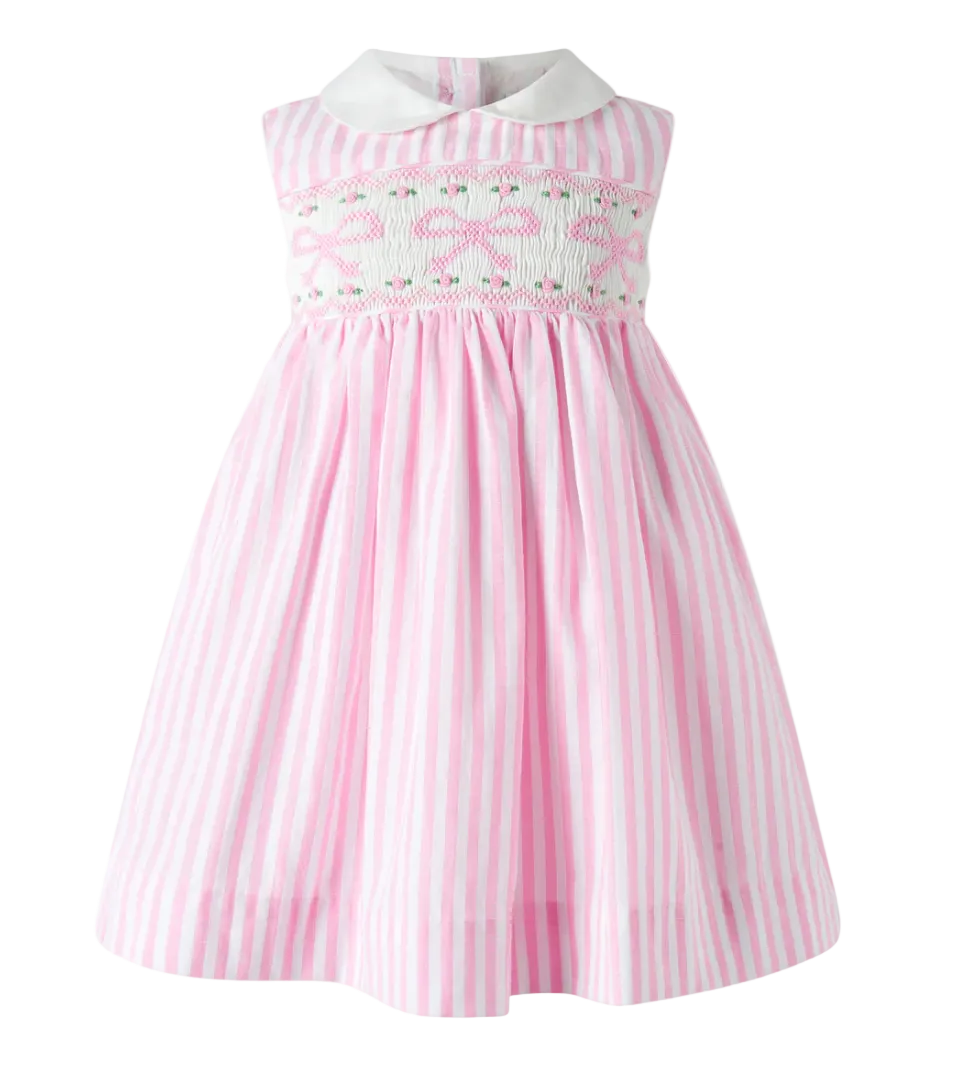 Bow Smocked Striped Dress and Bloomers