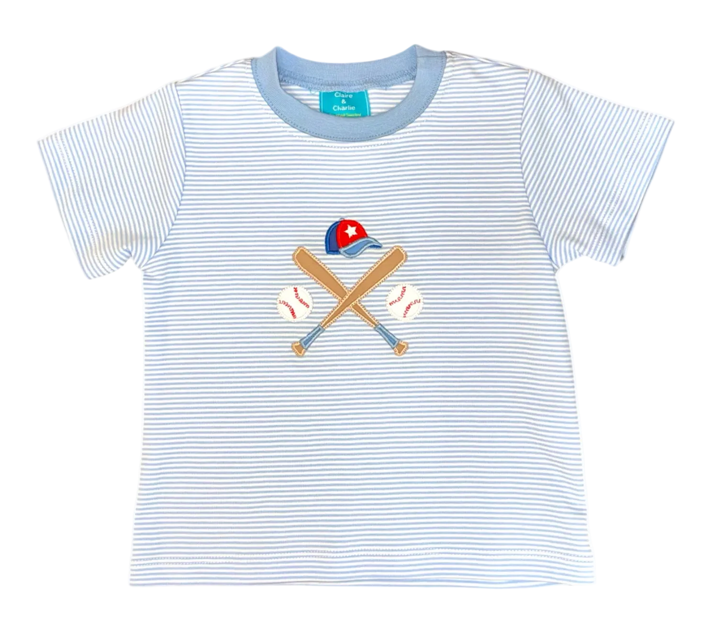 Light Blue Stripe Baseball Boys T-Shirt