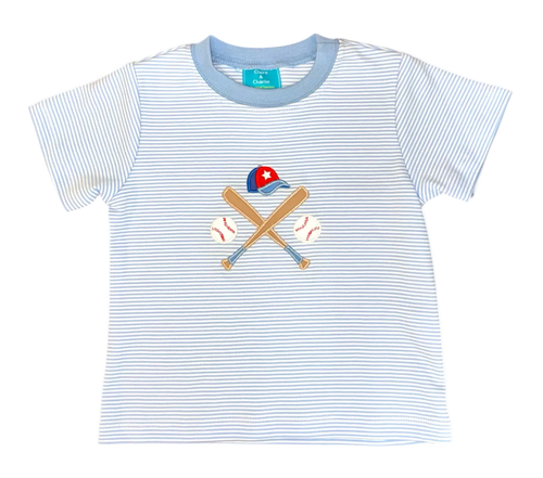 Light Blue Stripe Baseball Boys T-Shirt