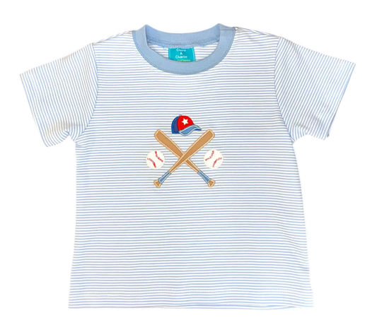 Light Blue Stripe Baseball Boys T-Shirt