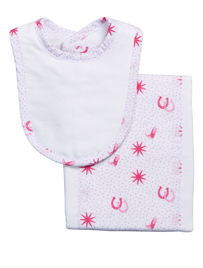 Cowgirl Drooler Bib & Burp Set