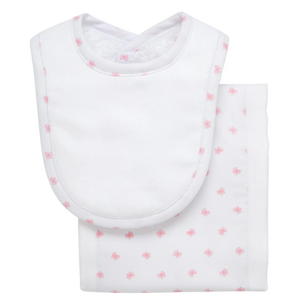 Bow Print Drooler Bib & Burp Set