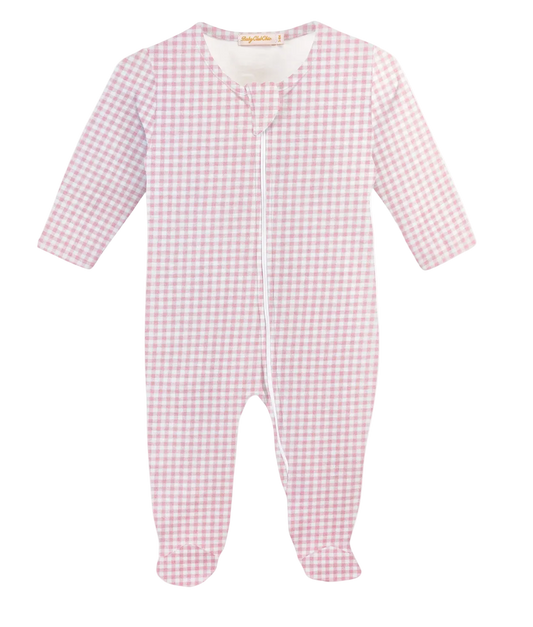 Pink Minichecks Zipped Footie