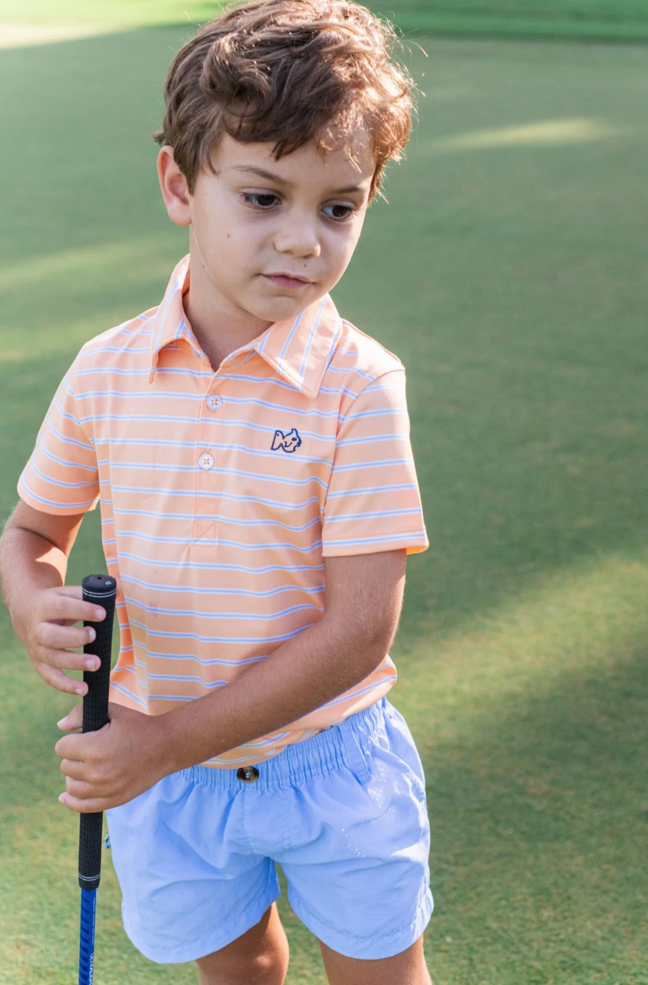 Orange Chiffon Stripe Polo