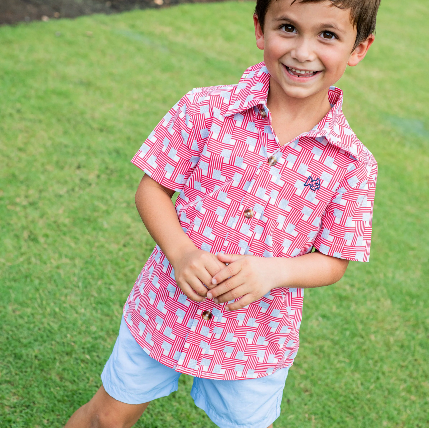 American Flag Plaid Button Down