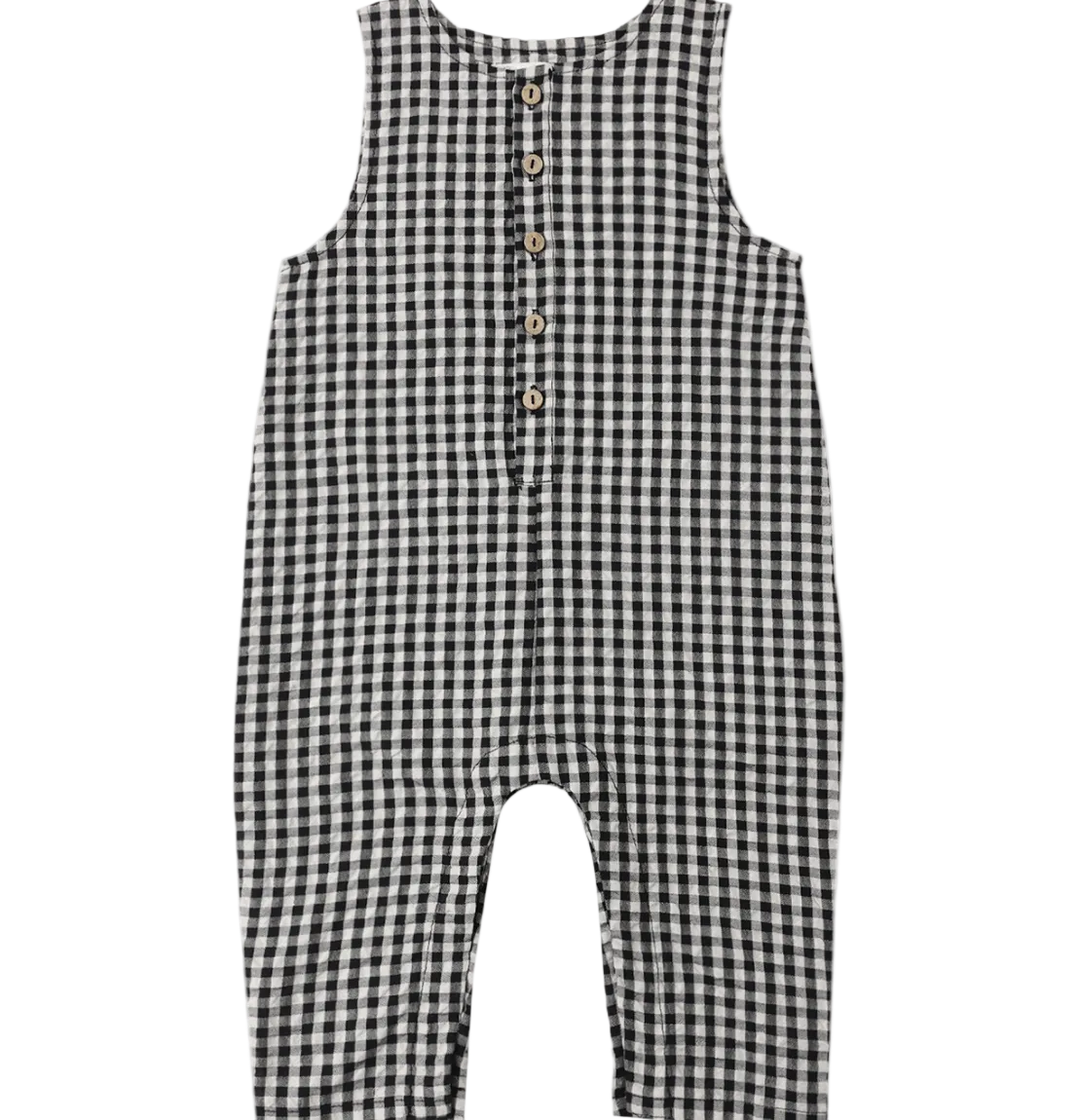 Black Check Button Jumpsuit