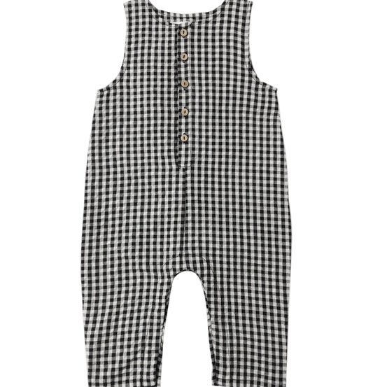 Black Check Button Jumpsuit