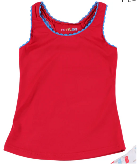 Red with Blue RicRac Tally Tank