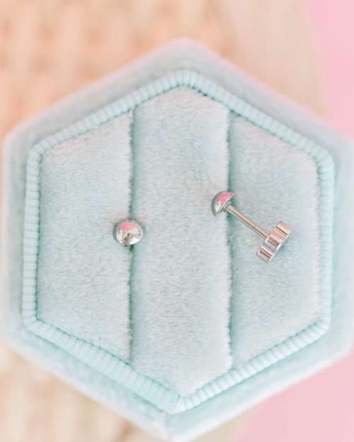 Tiny Silver Ball Earrings