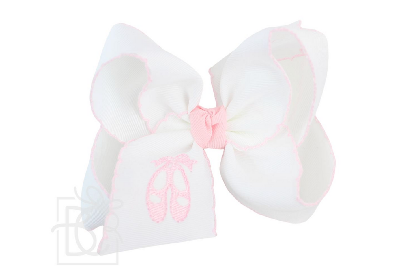 Embroidered Ballet Shoes Crochet Edge Bow