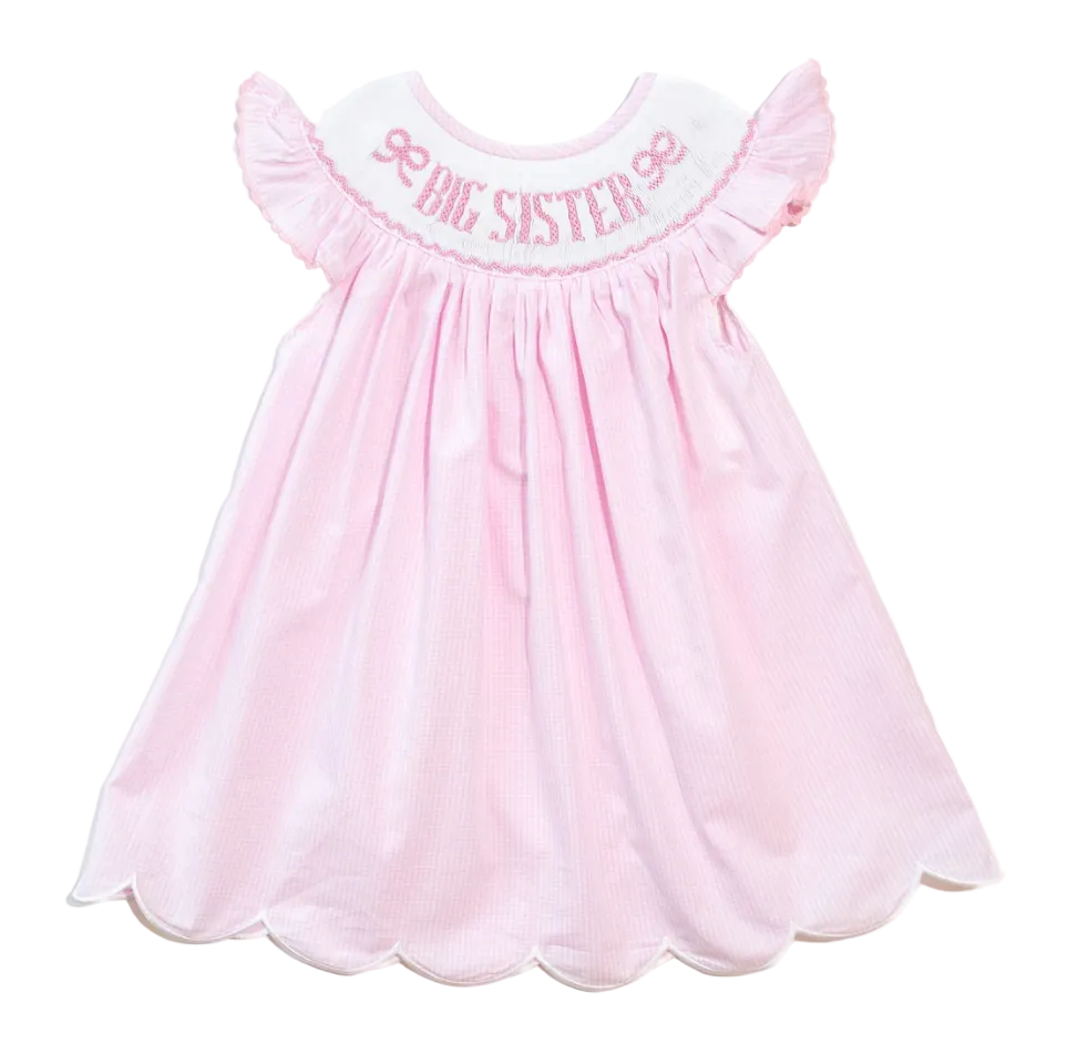 Smocked Big Sister Pink Gingham Dress